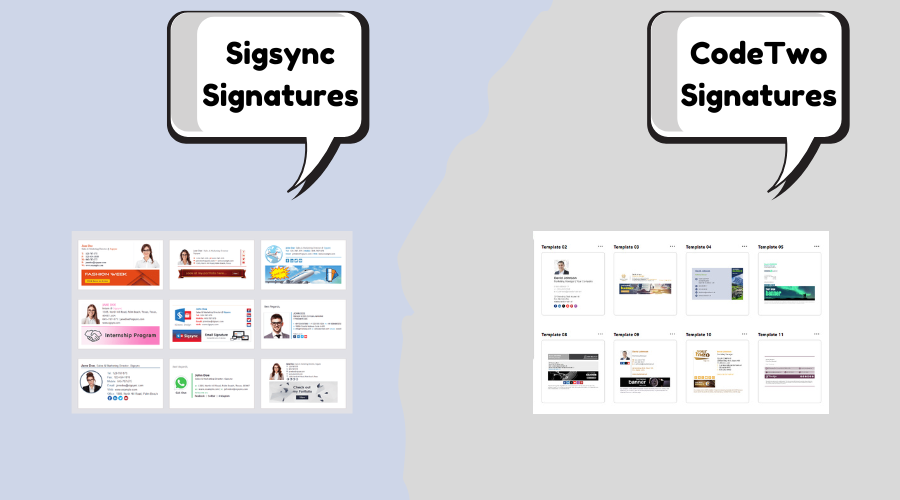 Sigsync vs Codetwo email signature designs