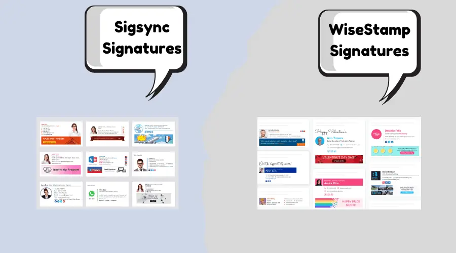 Sigsync vs WiseStamp email signature editor and dashboard comparison